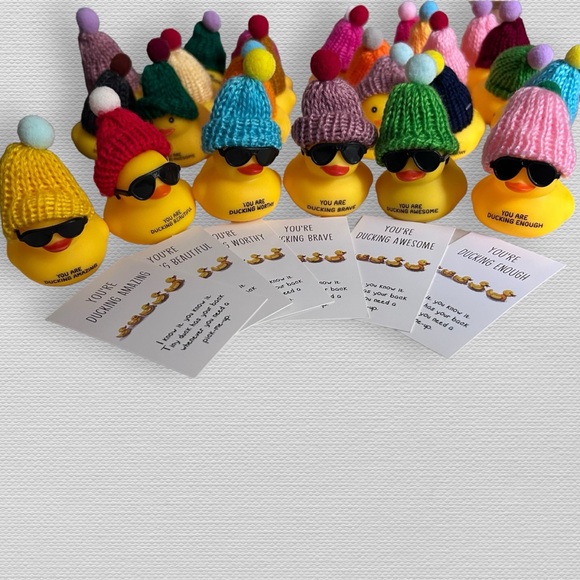 Rubber Duckies Set of 6 Mini Ducks Ducking Awesome Brave Enough Worthy Beautiful - Picture 3 of 11